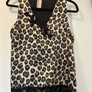 Antonio Marras - Leopard Print Sleeveless Top with Lace Trim